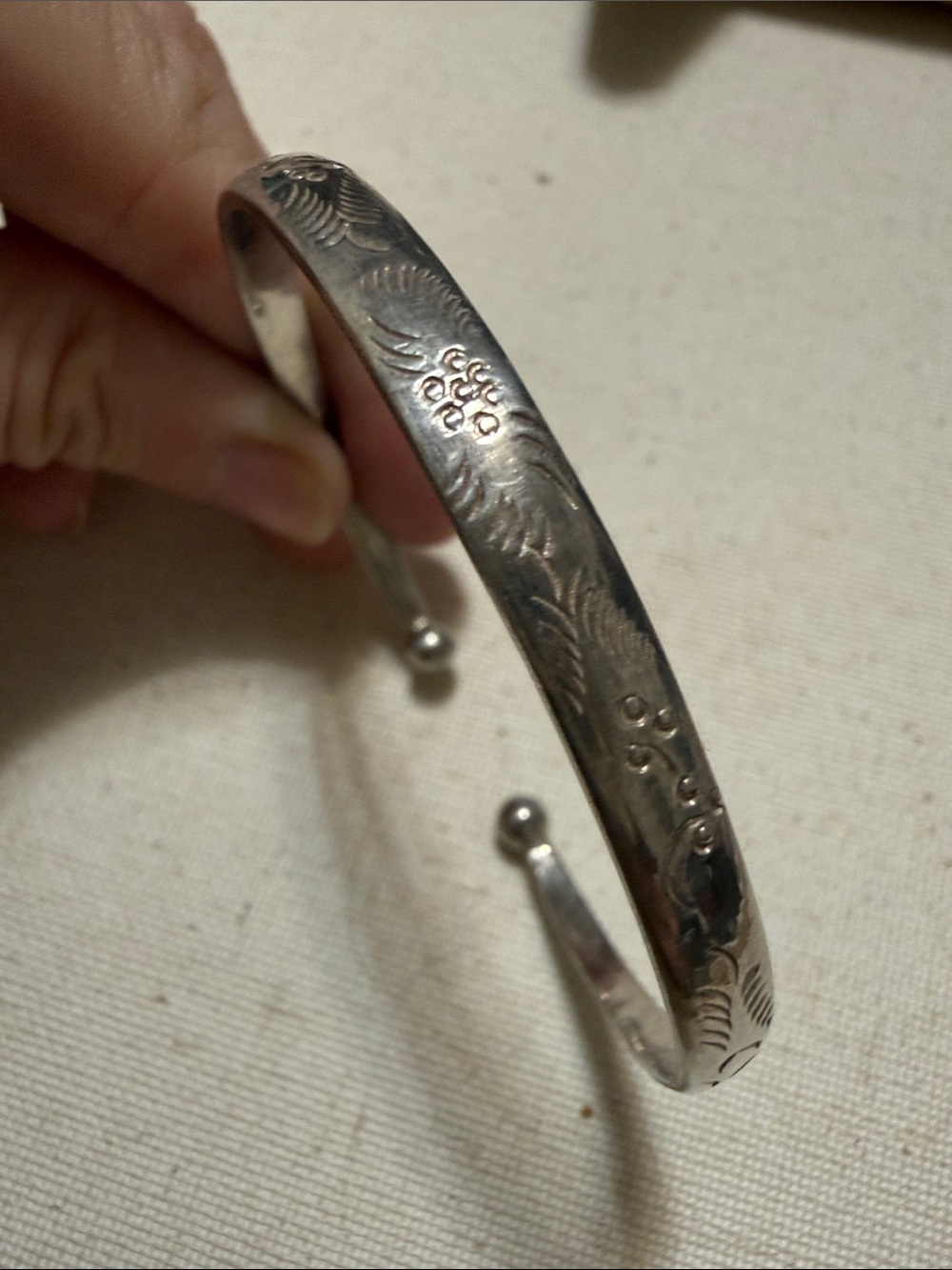 Engraved Sterling Silver 925 Cuff Bracelet - Picture 5 of 16